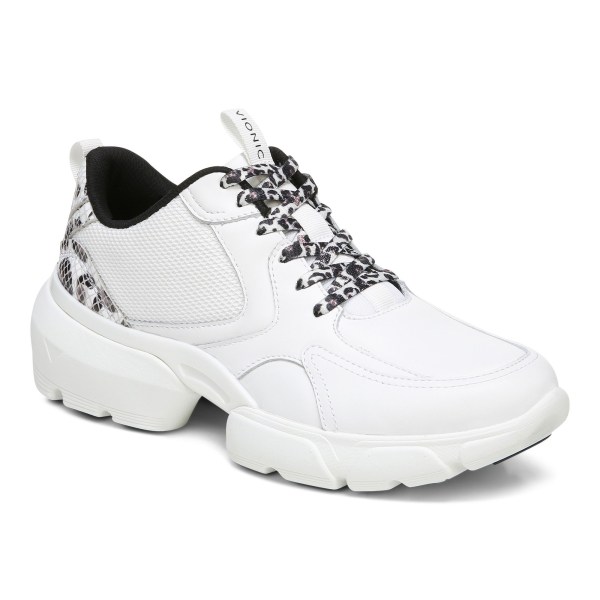 Vionic Trainers Ireland - Aris Lace Up Sneaker White Leopard - Womens Shoes On Sale | KNBMS-2503